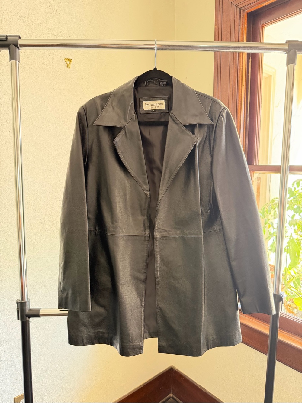 Vintage 90s Genuine Leather Skirt Suit Set Black A-Line Maxi Skirt